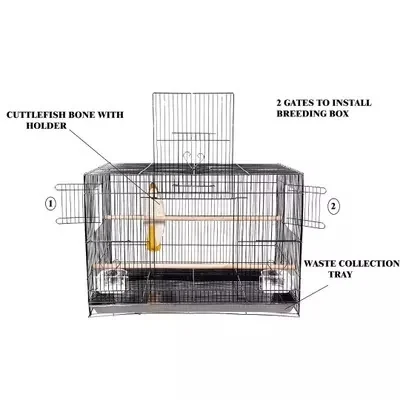 2 Feet Cage With Double Side Door & Cuttle Bone Holder 1 Ladder 1 Swing 2